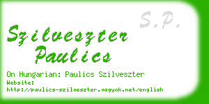 szilveszter paulics business card